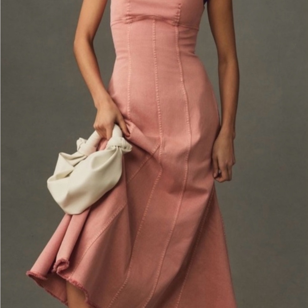Strapless Peach Denim Maxie Dress
